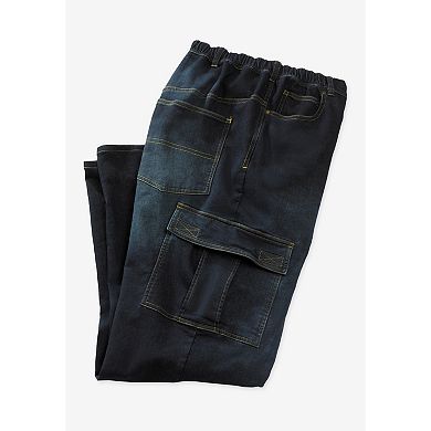 KingSize Men's Big & Tall Relaxed Fit Cargo Denim Look Sweatpants