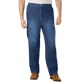KingSize Men's Big & Tall Relaxed Fit Cargo Denim Look Sweatpants