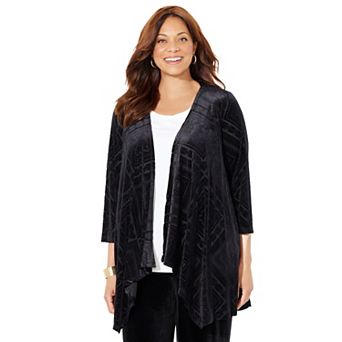 Catherines Women's Plus Size Anywear Velvet Burnout Cascade Cardigan