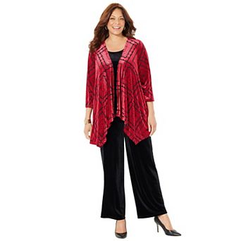 Catherines Women's Plus Size Anywear Velvet Burnout Cascade Cardigan