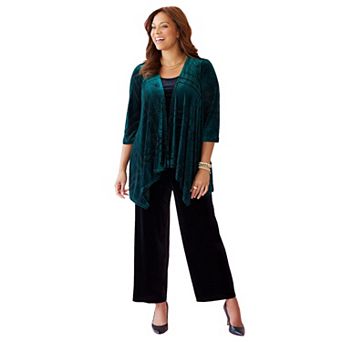 Catherines Women's Plus Size Anywear Velvet Burnout Cascade Cardigan