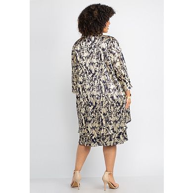 Catherines Women's Plus Size 2-Piece Foil Print Jacket Dress Set