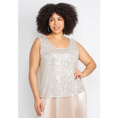 Catherines Women's Plus Size 2-Piece Sequin & Charmeuse Jacket Dress Set
