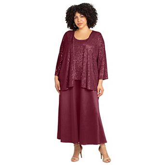 Catherines Women's Plus Size 2 pc Sequin & Charmeuse Jacket Dress Set