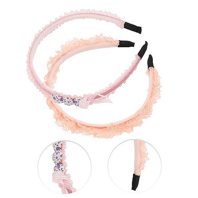 Elegant Mesh Headbands For Children 5.51"x4.72"x0.28" Orange Rose Red 2 Pcs