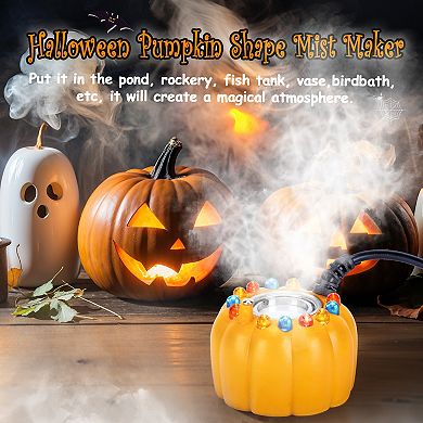 Yellow Pumpkin Mist Maker Fogger With Splash Guard For Halloween