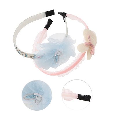 Classic Elegant Mesh Headbands For Children 5.51"x4.72"x0.55" Blue Pink 2 Pcs