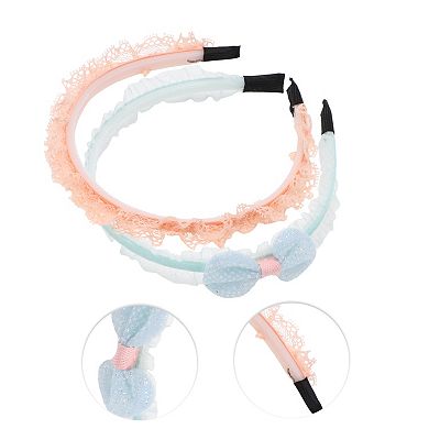 Elegant Mesh Headbands For Children 5.51"x4.72"x0.28" Lake Blue Orange 2 Pcs