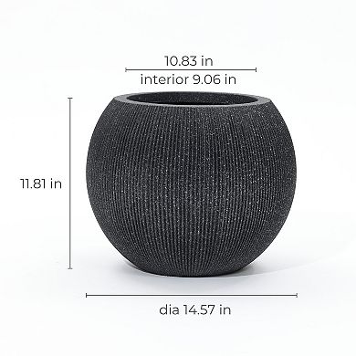 LuxenHome 14.5" Round Bowl Plastic Planter