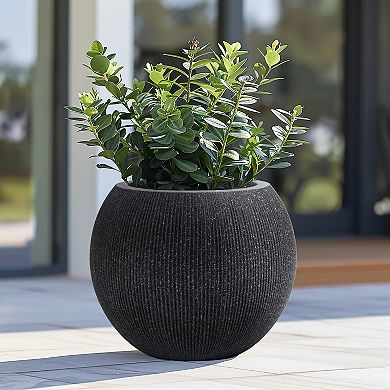 LuxenHome 14.5" Round Bowl Plastic Planter