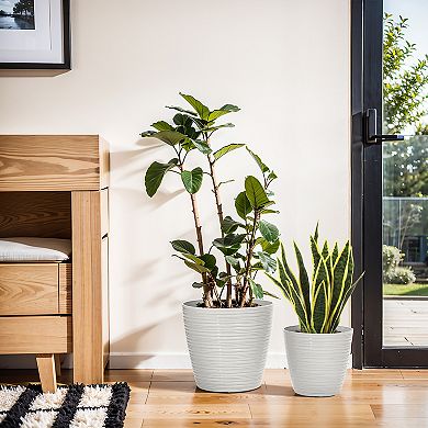 LuxenHome 2-Piece Tapered Round Plastic Planters Set