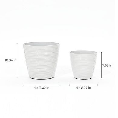 LuxenHome 2-Piece Tapered Round Plastic Planters Set