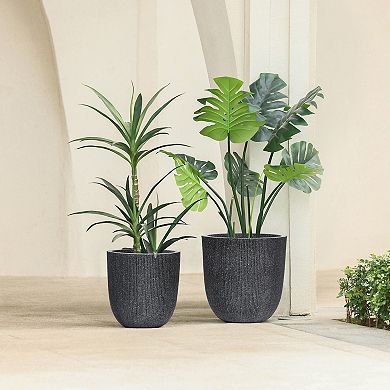 LuxenHome 2-Piece Tapered Round Plastic Planters Set