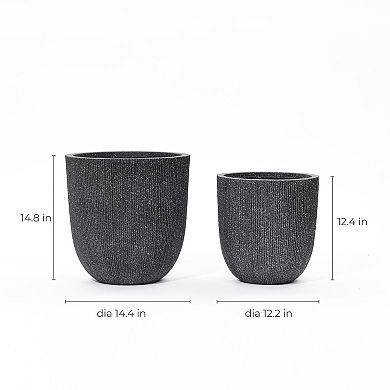 LuxenHome 2-Piece Tapered Round Plastic Planters Set