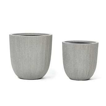 LuxenHome 2 pc Tapered Round Plastic Planters Set