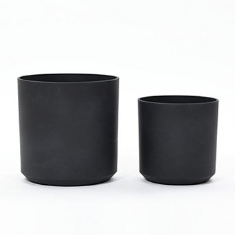 LuxenHome 2 pc Round Plastic Planters Set