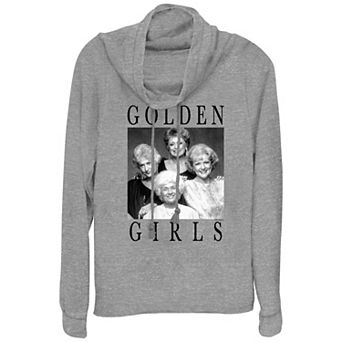 Plus Size The Golden Girls Black And White Portrait Cowlneck Graphic Lightweight Long Sleeve