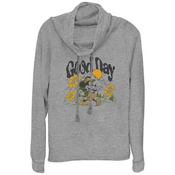 Disney's Mickey Mouse Good Day Plus Size Cowlneck Graphic Lightweight Long Sleeve