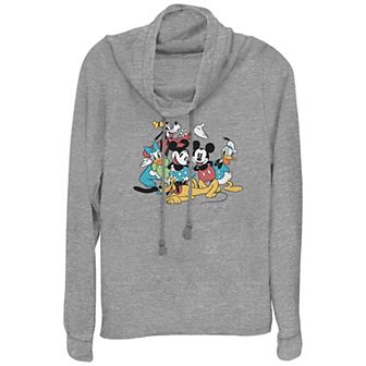 Disney's Mickey Mouse And Friends Original Group Plus Size Cowlneck Graphic Lightweight Long Sleeve