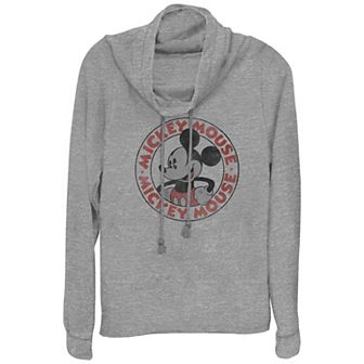 Disney's Mickey Mouse Vintage Stamp Plus Size Cowlneck Graphic Lightweight Long Sleeve