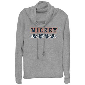 Disney's Mickey Mouse Cute Face Lineup Plus Size Cowlneck Graphic Lightweight Long Sleeve