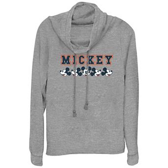 Disney's Mickey Mouse Cute Face Lineup Plus Size Cowlneck Graphic Lightweight Long Sleeve