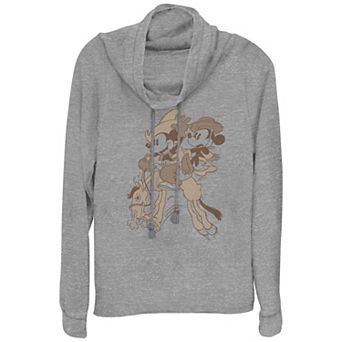 Disney's Mickey Mouse And Minnie Mouse Wild Ride Plus Size Cowlneck Graphic Lightweight Long Sleeve