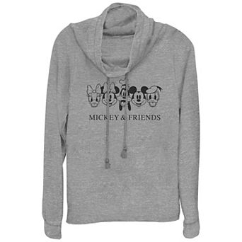 Disney's Mickey Mouse And Friends Head Shots Plus Size Cowlneck Graphic Lightweight Long Sleeve