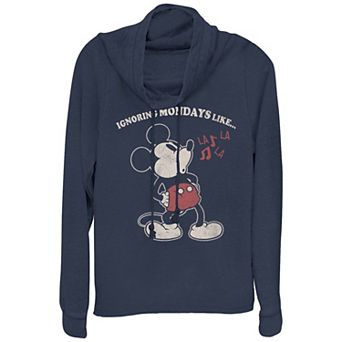 Disney's Mickey Mouse Ignoring Mondays Like La La La Plus Size Cowlneck Graphic Lightweight Long Sleeve