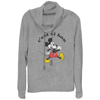 Disney's Mickey Mouse C'est Si Bon Plus Size Cowlneck Graphic Lightweight Long Sleeve