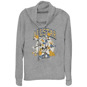 Disney's Mickey Mouse And Friends Allstar Plus Size Cowlneck Graphic Lightweight Long Sleeve