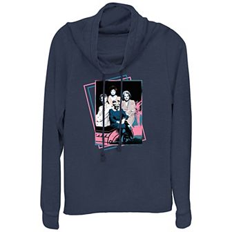 Women's The Golden Girls Pop Art Portrait Cowlneck Graphic Lightweight Long Sleeve