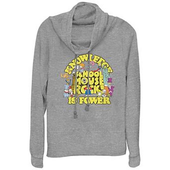 Disney's Schoolhouse Rock! Knowledge Is Power Women's Cowlneck Graphic Lightweight Long Sleeve