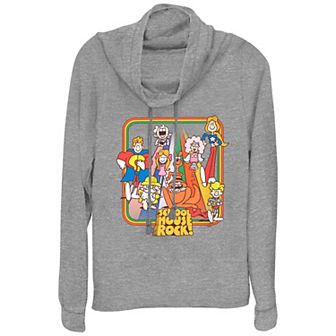 Disney's Schoolhouse Rock! Rainbow Road Walk Character Collage Women's Cowlneck Graphic Lightweight Long Sleeve