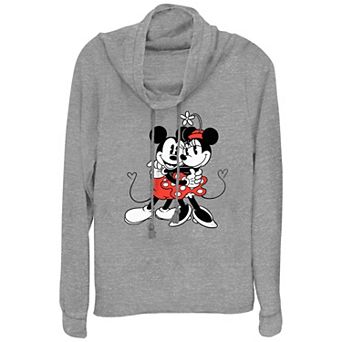 Disney's Mickey Mouse And Minnie Mouse Dance With Me Women's Cowlneck Graphic Lightweight Long Sleeve
