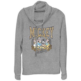 Disney's Mickey Mouse And Friends Crest Women's Cowlneck Graphic Lightweight Long Sleeve