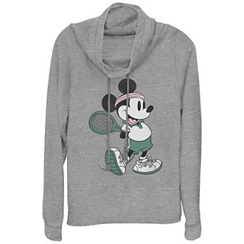 Disney's Mickey Mouse Vintage Tennis Player Women's Cowlneck Graphic Lightweight Long Sleeve