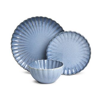 Sango Frill Reactive Blue 12 pc Dinnerware Set