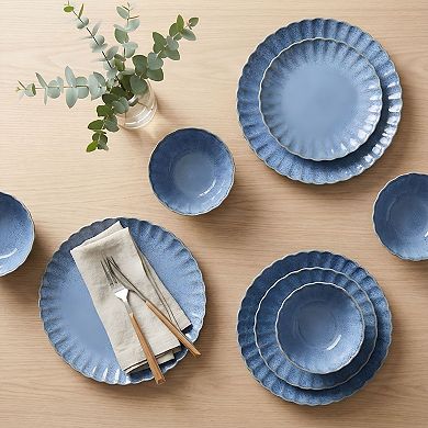 Sango Frill Reactive Blue 12-Piece Dinnerware Set
