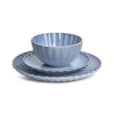 Sango Frill Reactive Blue 12-Piece Dinnerware Set