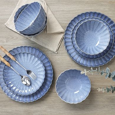 Sango Frill Reactive Blue 12-Piece Dinnerware Set