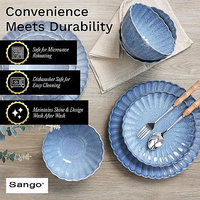 Sango Frill Reactive Blue 12-Piece Dinnerware Set