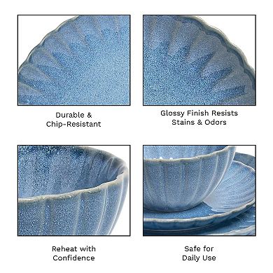 Sango Frill Reactive Blue 12-Piece Dinnerware Set