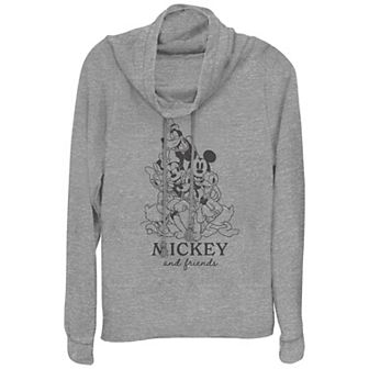 Disney's Mickey Mouse And Friends Group Hug Women's Cowlneck Graphic Lightweight Long Sleeve