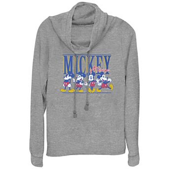 Disney's Mickey Mouse Funny Poses Women's Cowlneck Graphic Lightweight Long Sleeve