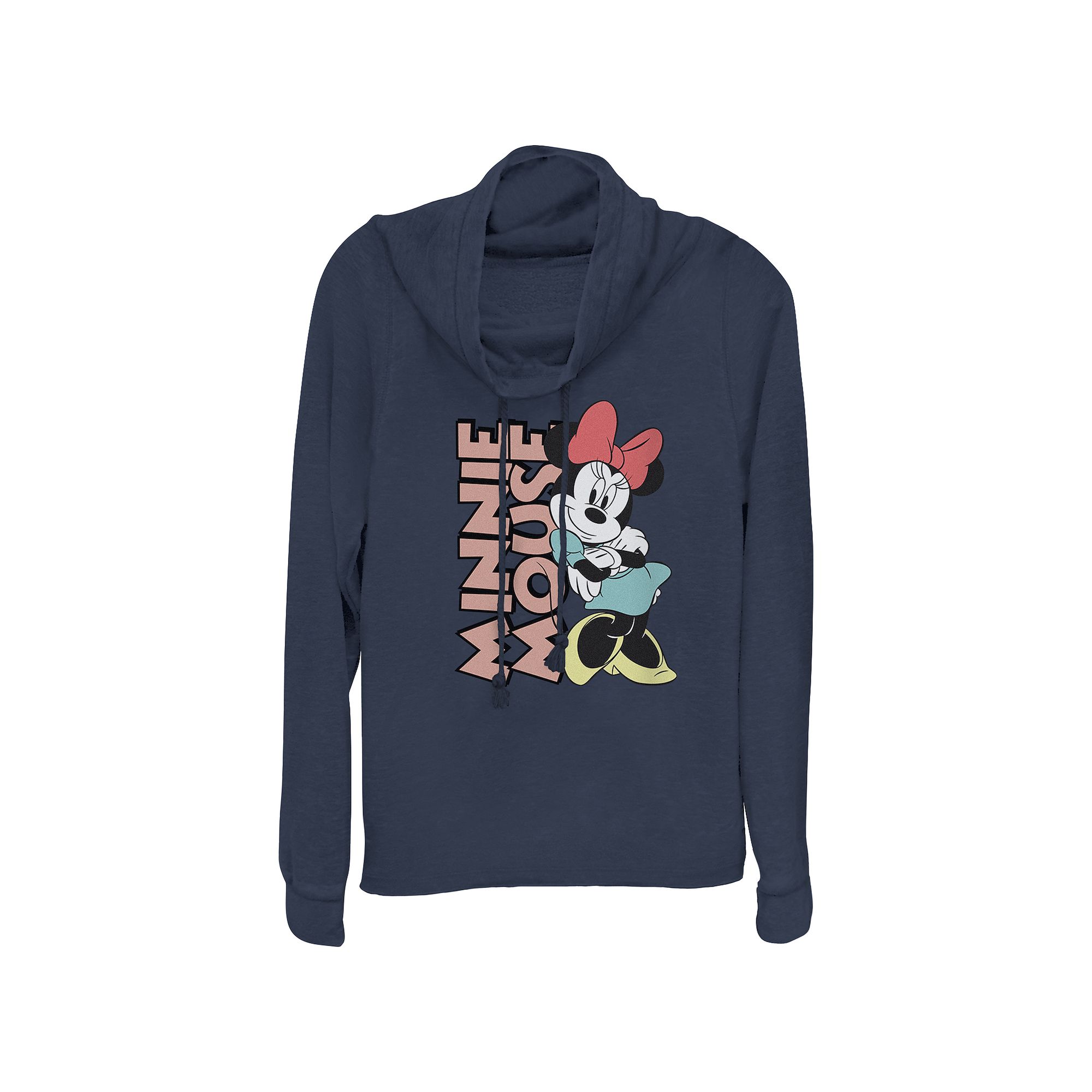 Disneys Minnie Mouse Lean On Me Womens Cowlneck Graphic Lightweight Long 