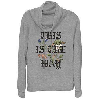 Women's Star Wars The Mandalorian Grogu This Is The Way Cowlneck Graphic Lightweight Long Sleeve