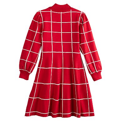 Girls 7-16 Poppies & Roses Mockneck Windowpane Dress