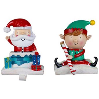 Northlight Santa & Elf Christmas Stocking Holders 2 pc Set