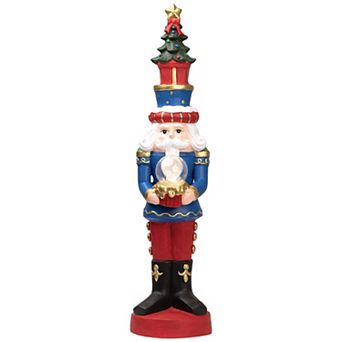 Northlight LED Lighted Nutcracker Soldier with Christmas Tree Floor Decor